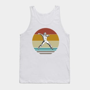 Retro Baseball Thrower On A 80s Sun Background Tank Top